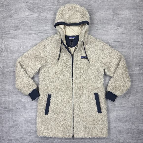Patagonia Dusty Mesa Parka Jacket Womens M Beige Deep Pile Fleece